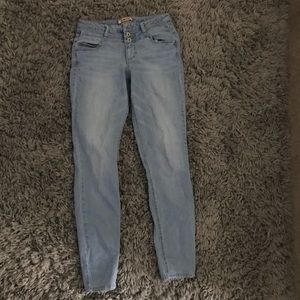 High waisted blue jeans